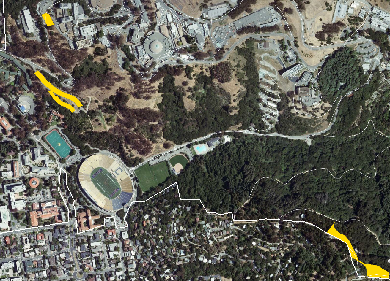 Screenshot from Google Earth zoomed to the favorable sites