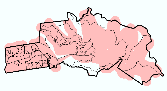 Union of fault buffer, poor soils, stream buffer, and unstable geologies