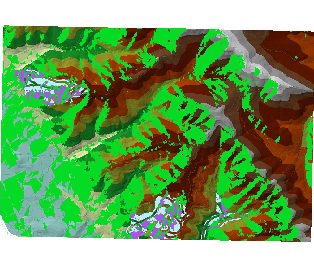 Suitable lands with western aspects map