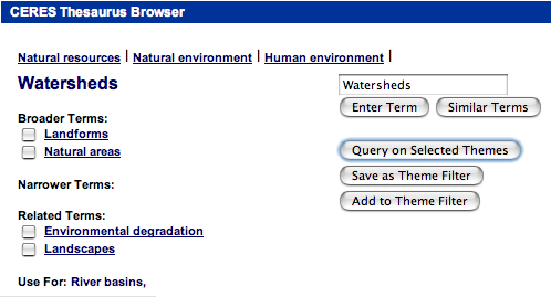 CERES query page, step 2 of 2