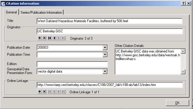 Citation details dialog