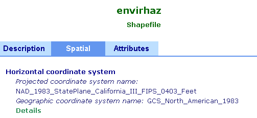 New projection metadata