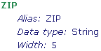 Description of ZIP field