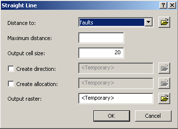 Distance to faults dialog box